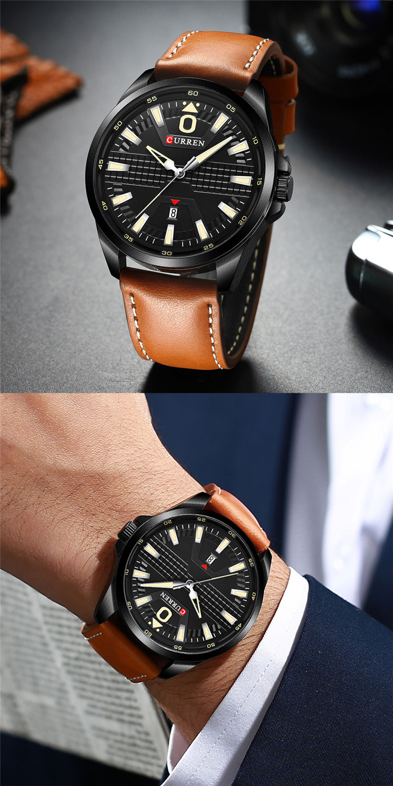 Nouvelle marque de mode CURREN montre à Quartz hommes bracelet en cuir hommes affaires montre-bracelet Auto Date mâle horloge Relogio Masculino