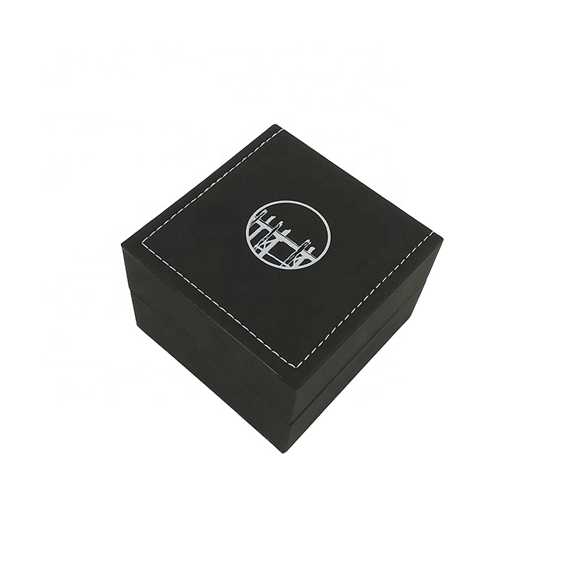 Boîte en bois usine personnalisée en gros logo personnalisé pas cher boîte de montre en cuir PU noir