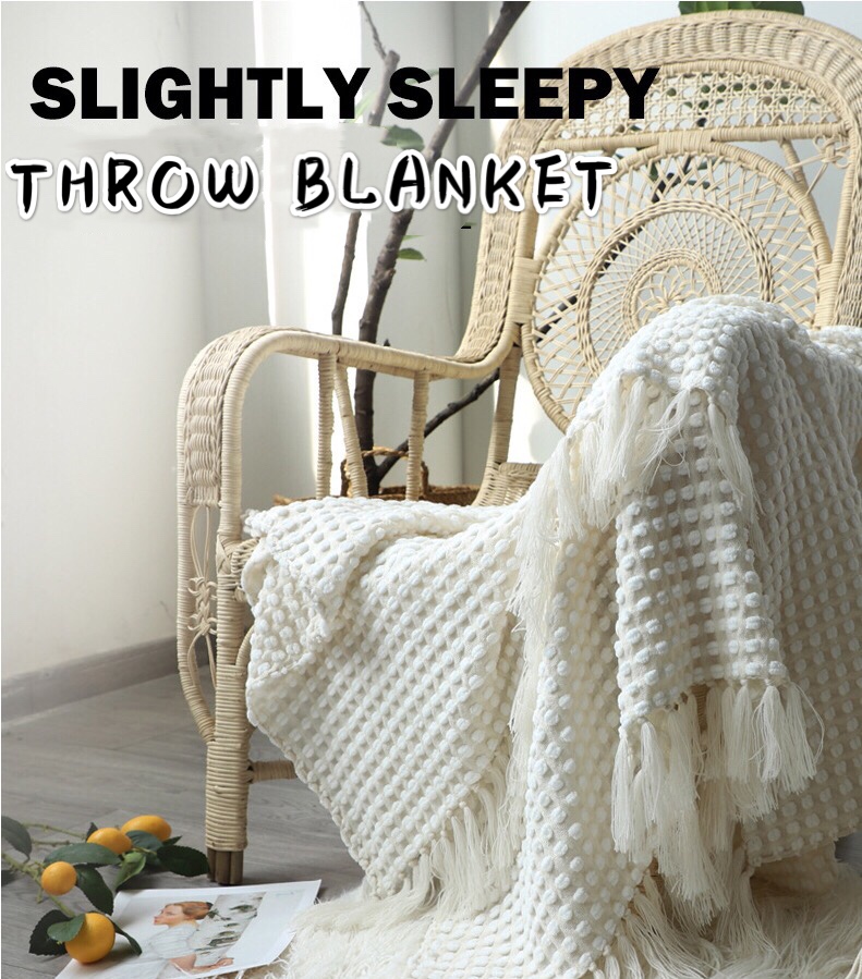 100% 亚克力毛毯针织毛毯带流苏奢华优雅别致的沙发,床,白色 - buy