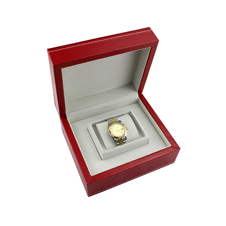 In Stock Luxury Custom Made Red Black Pu leather Single Watch Packaging Box For Women