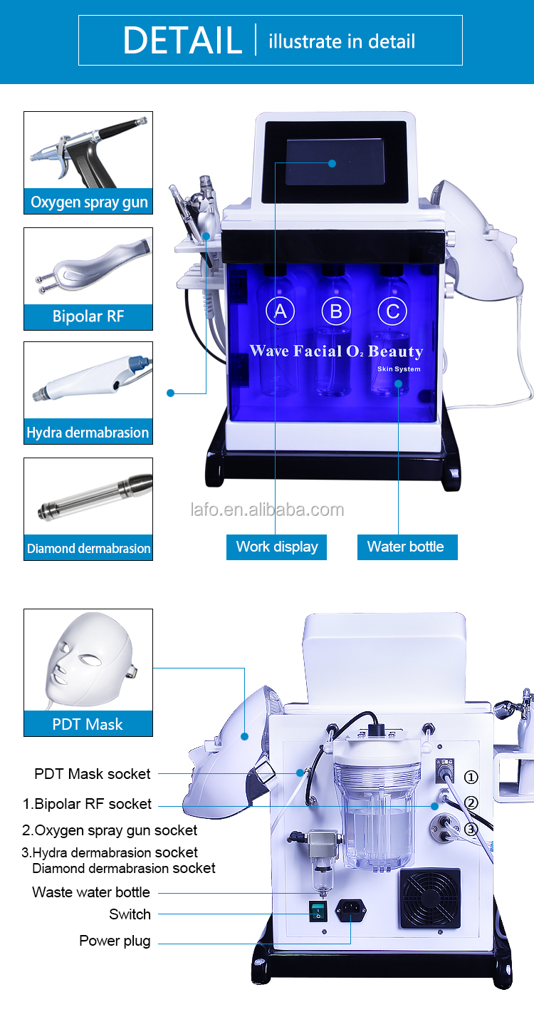 Newest Microdermabrasion Device Hydra Diamond Dermabrasion Machine portable for beauty salon use LF-836