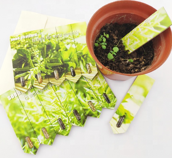 Креативная Экологичная плантационная бумага для семян Открытка тег со смешанными семенами трав