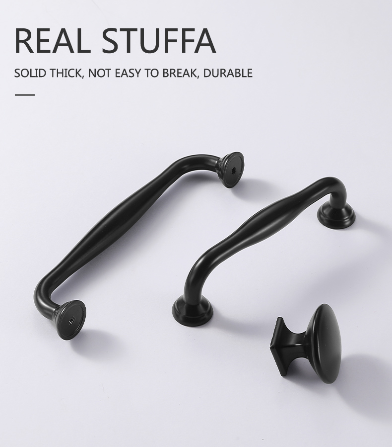 Classical Style Custom Black Zinc Alloy Furniture Drawer Pulls Handles //