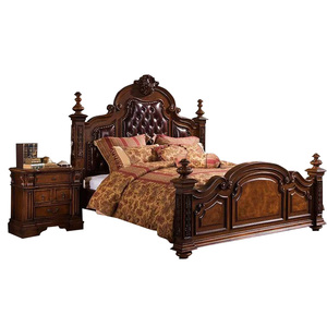 غرفة نوم خزينة ملابس خشبية سرير جلد سرير مزدوج أثاث شراء وكيل سعر الجملة Leather Double Bed سرير مزدوجسرير خشبي Aliexpress