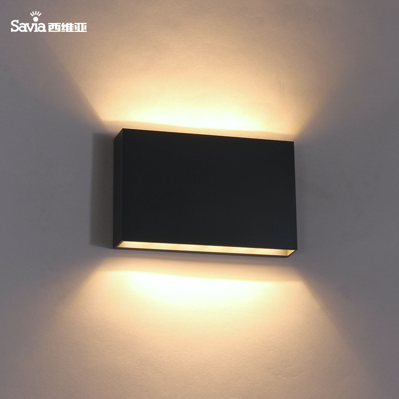 Savia modern garden up and down PC housing waterproof IP65 led outdoor wall lamp rectangle surface mounted light decorative