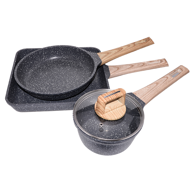 3 предмета в комплекте без крышкой алюминиевая завтрак гриль куриное яйцо с деревянной ручкой молока керамическая глубокая сковорода