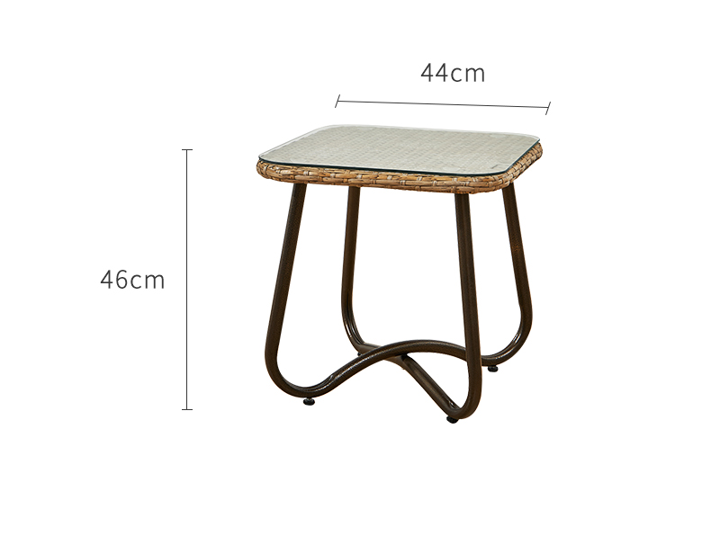 Outdoor balcony small table and chair leisure tea table combination back cane chair three sets of courtyard