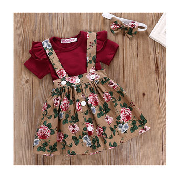 Girls Suspender Skirt Floral Animal Print Outfit 2 Piece Tropical Dress Up Set Toddler Cute Boutique Clothes