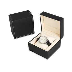 China Manufacturers Oem PU Leather Watch Box Custom Logo Elegant Black Jewelry Box