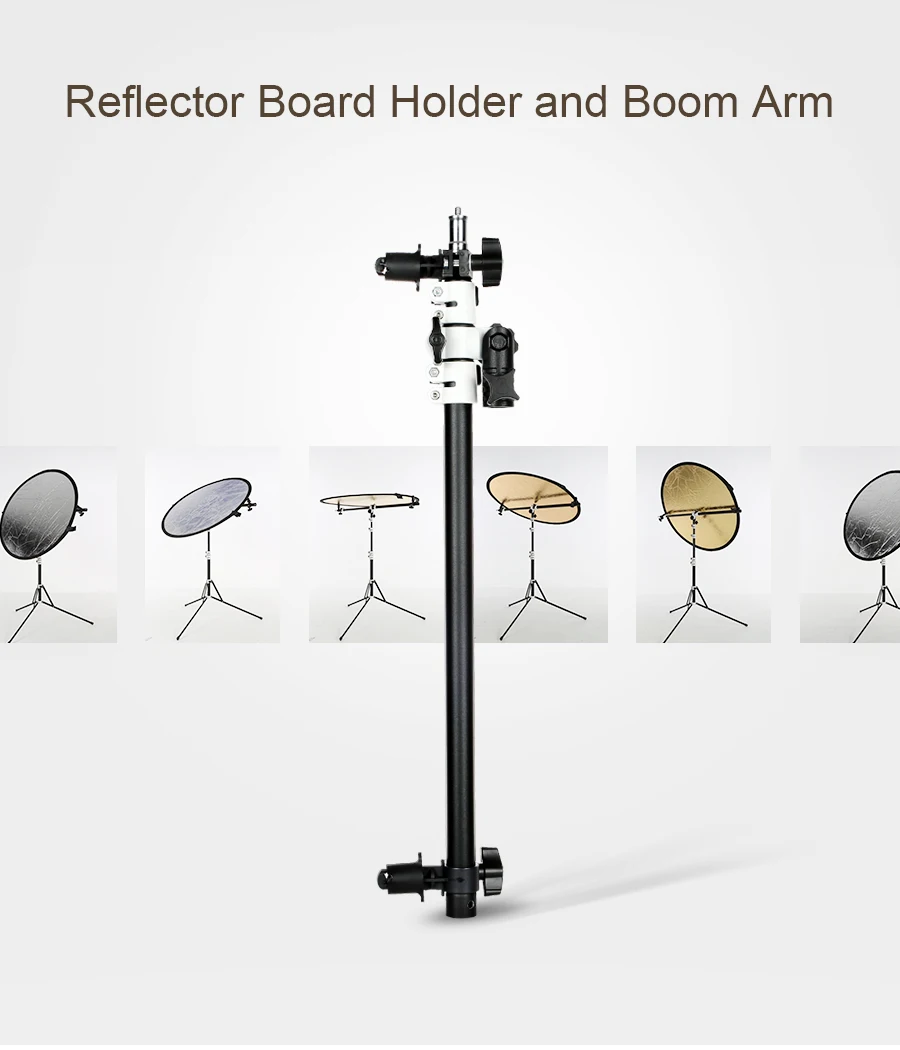 Holder Bracket Swivel Head Reflector Disc Arm Support with Telescopic Boom Arm Top Light Sandbag for Speedlite Mini Flash Strobe