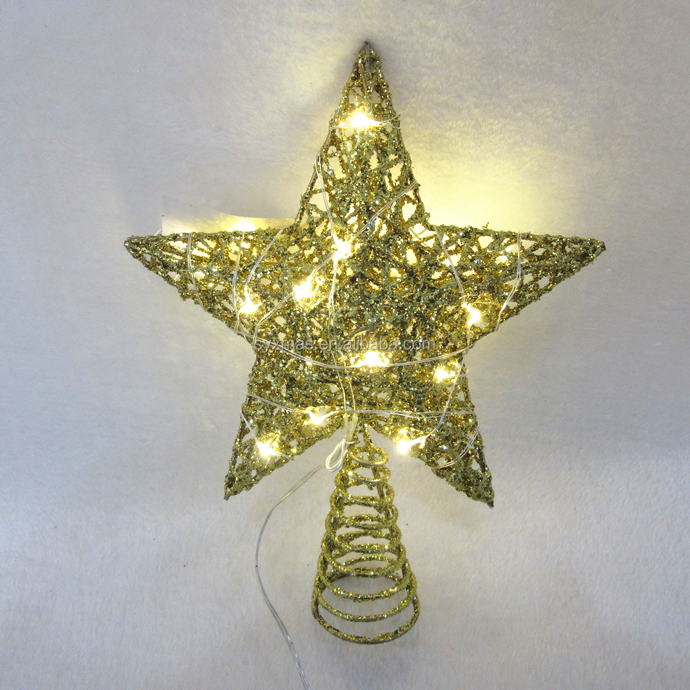 NEW LED light Christmas tree decoration Supplies Iron Screen Printing Tree Top Star