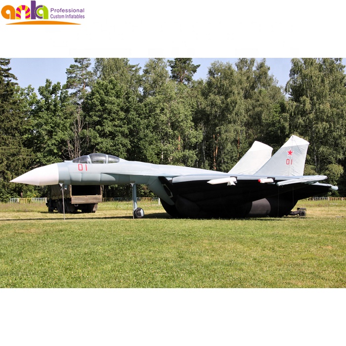 真实尺寸浮动充气飞机复制品,用于诱饵的充气陆军军用战斗机模型