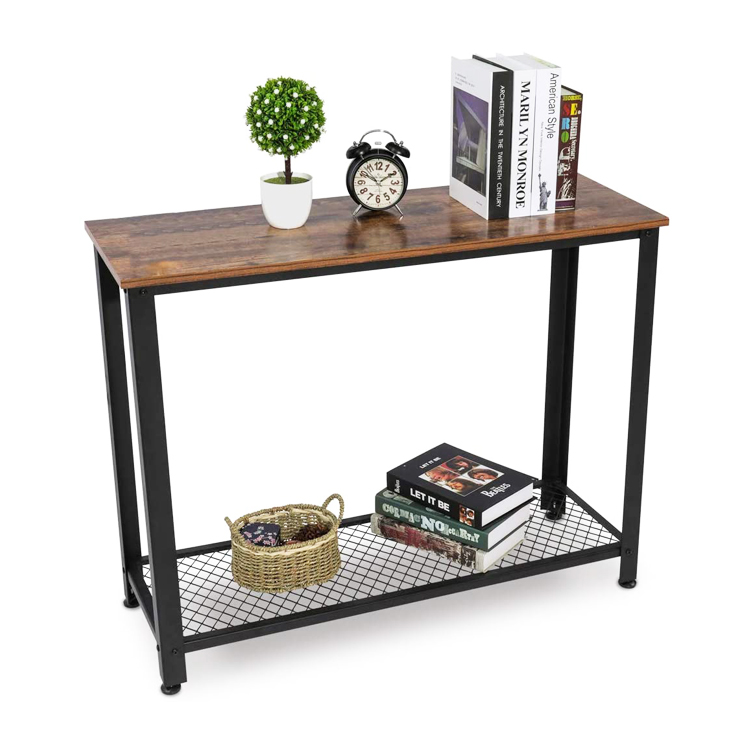 Прихожей, прихожей, промышленный Деревенский металлический деревянный стол-приставка для гостиной, дивана, боковой стол, открытая книжная полка с сетчатым хранилищем