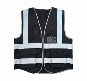 Hi Vis Reflective Sacurity Black Safety Vest 