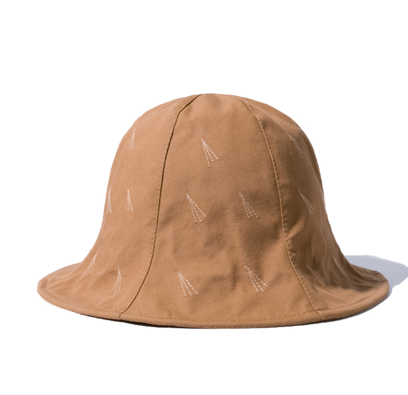 korea style linen breathe embroidery girl bucket hat 6 panel