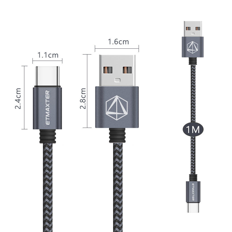 Нейлоновый Плетеный USB 3A Быстрый зарядный кабель 2,0 type-C Дата Usb кабель высокая скорость быстрая зарядка поддержка