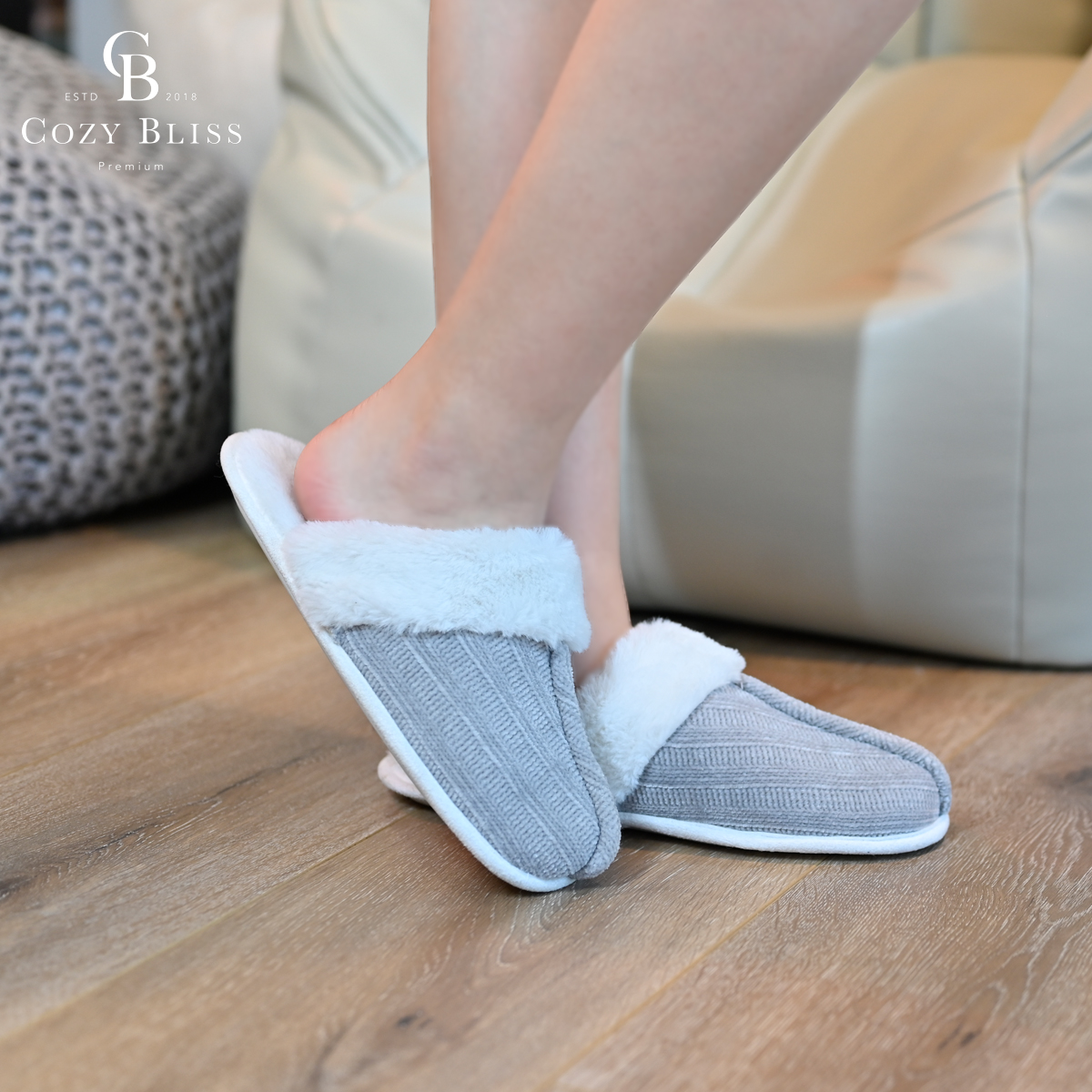 Уютные теплые мягкие домашние тапочки из искусственного меха для женщин Bliss