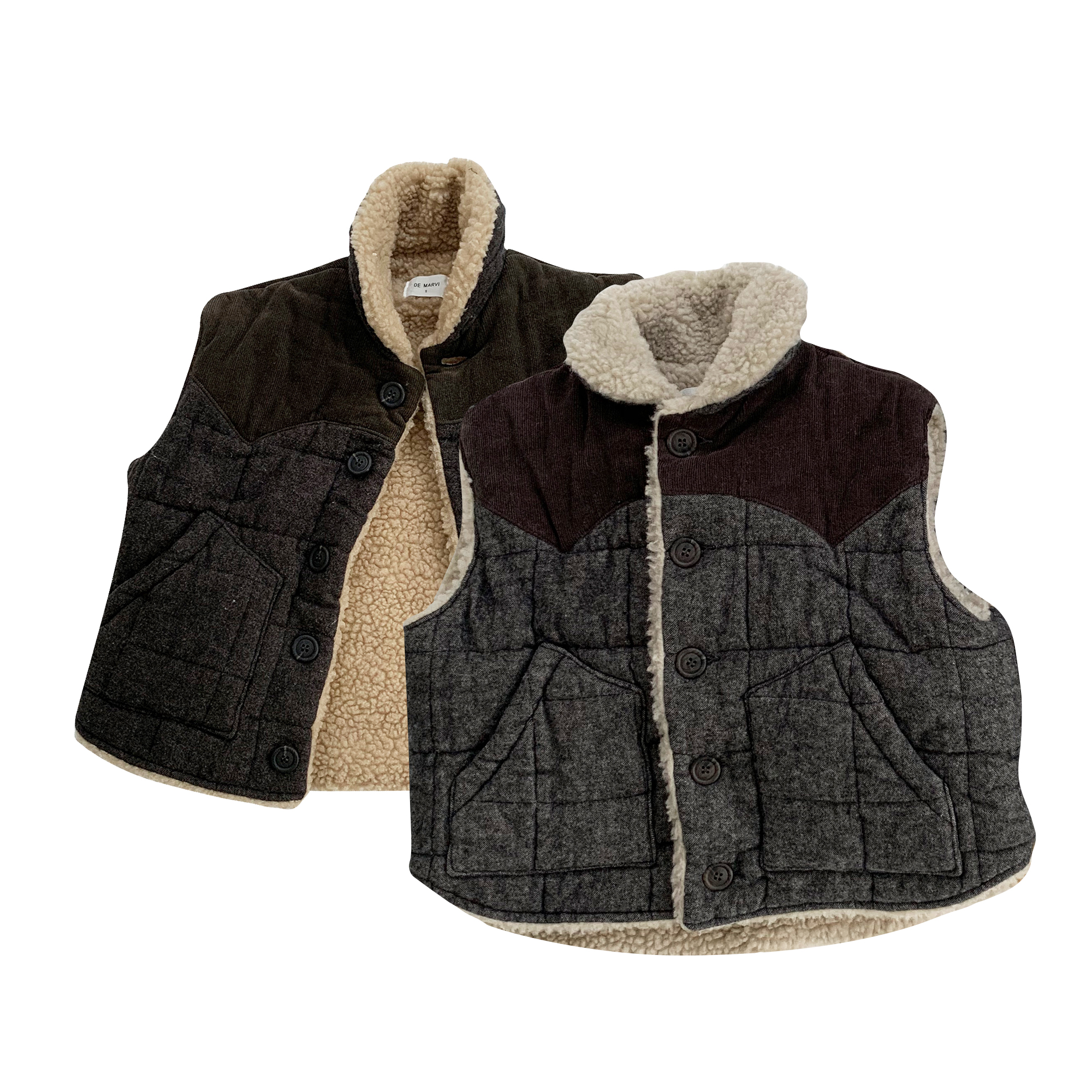 DE MARVI Корейский детский зимний меховой мягкий жилет для мальчиков и девочек Теплый жилет Меховая куртка Сделано в Корее
