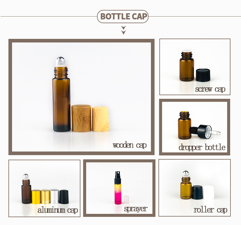 10ml Glass Roll On With Gemstone Essential Oil Roller Bottle With Bamboo Cap