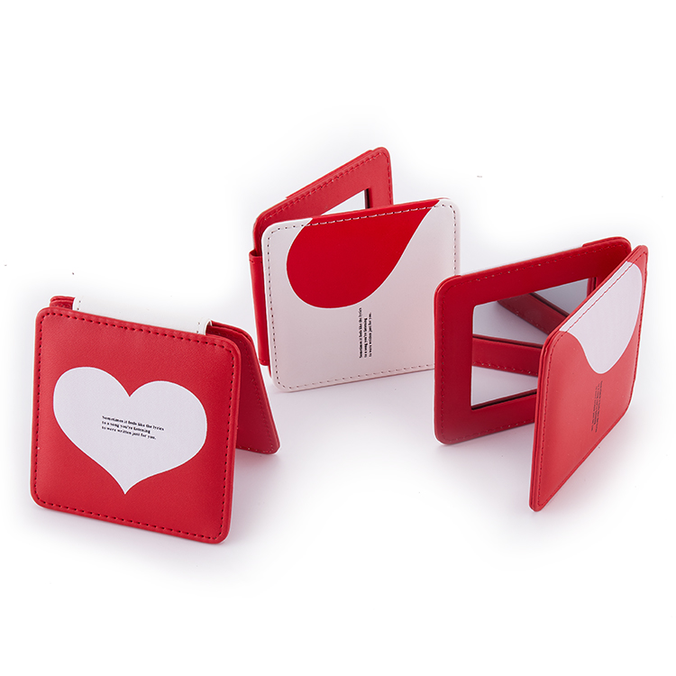 Чистое складное зеркало для макияжа, карманное компактное квадратное мини-зеркало из искусственной кожи с индивидуальным принтом