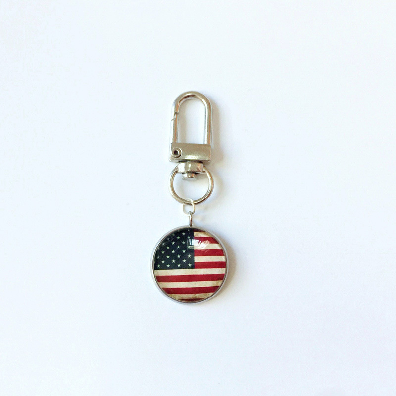 Paraguay National Flag Keychain - Alloy & Inlaid Glass Keyring, Patriotic Gift For Men & Women