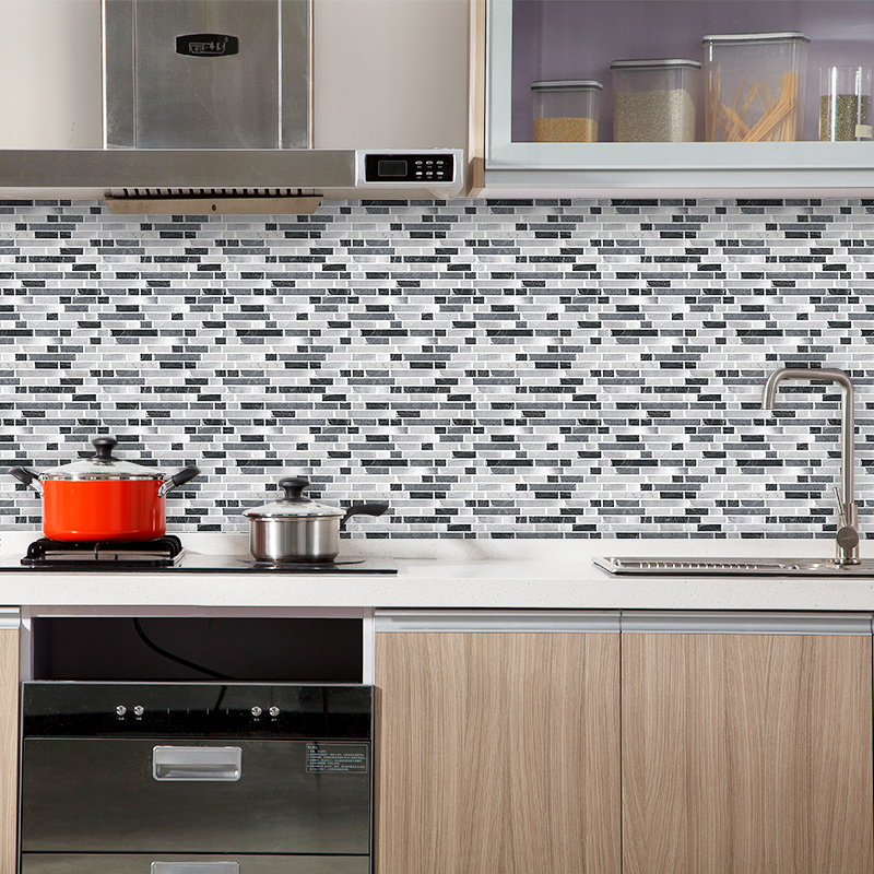 Black and white rectangular wall stickers crystal Epoxy 3D effect wallpaper beautiful luxury DIY wall stickers