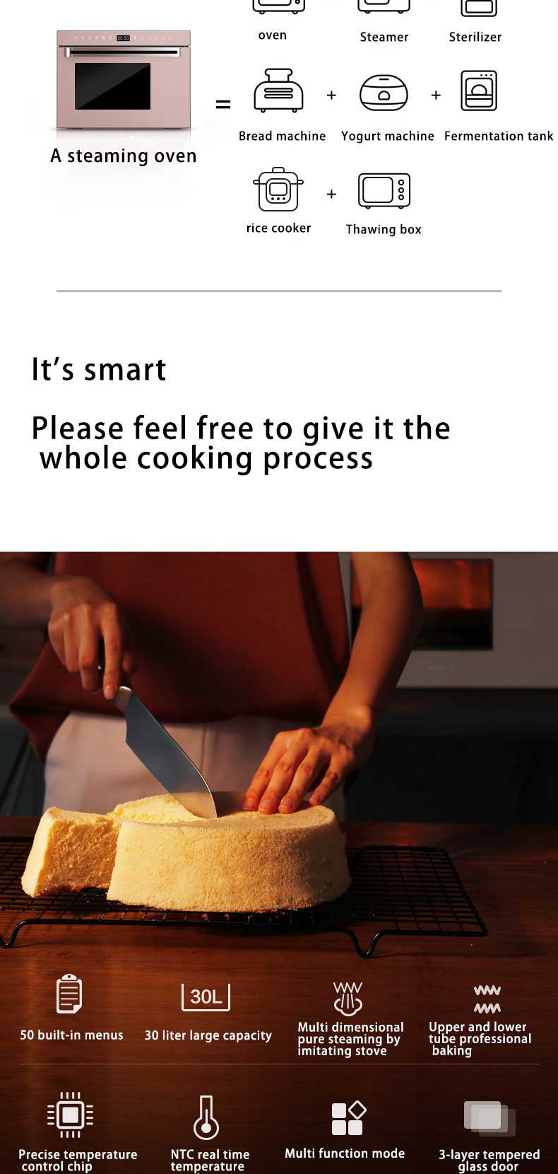 Intelligent steam oven household integrated computer desktop embedded two in one electric oven