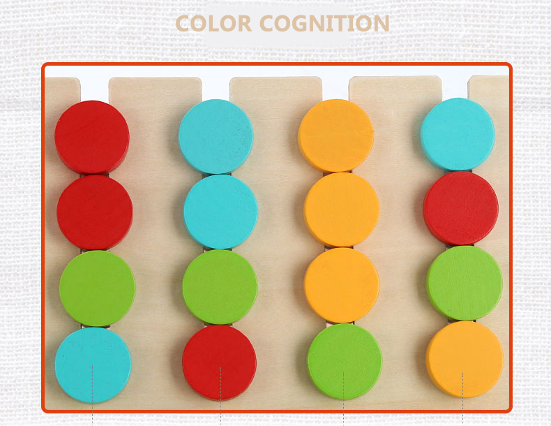 Wooden Puzzle Game Toys & Color Cognition Enlightenment Toys New Designed Developing Kids Animal Style Four Color Color Box