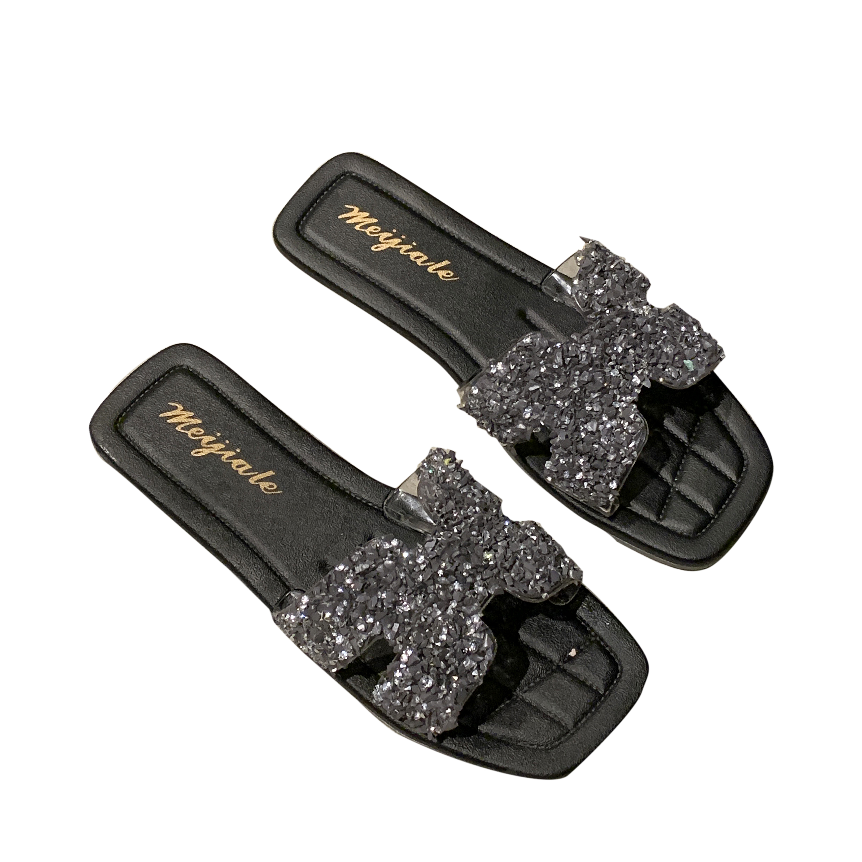 glitter h sandals