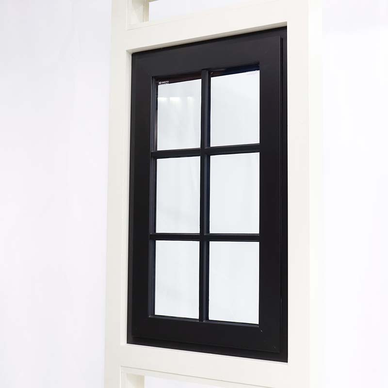 House Awning Powder Coated Grid Design Aluminium Laminated Glass Top Hung Window