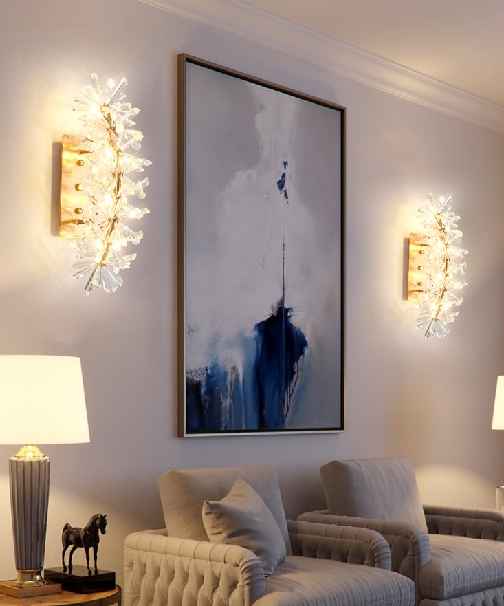 New design art square crystal goldene wall lamp  wandleuchte for living room bedroom