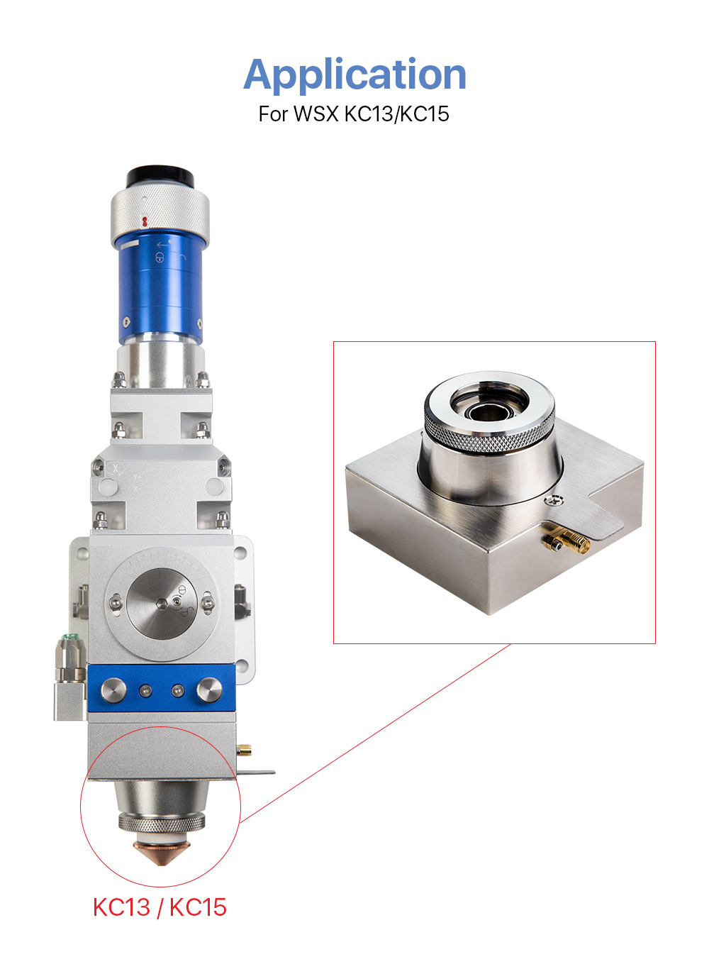 Cloudray BM132 Precitec CM2 Lightcutter Nozzle Connector And WSX KC13/KC15 Sensor Assembly