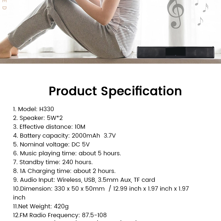 SOMOSTEL Wireless Speaker TV Soundbar With 3D Surround Sound Bocinas Inalambricas SMS-H330 Precio de Fabrica