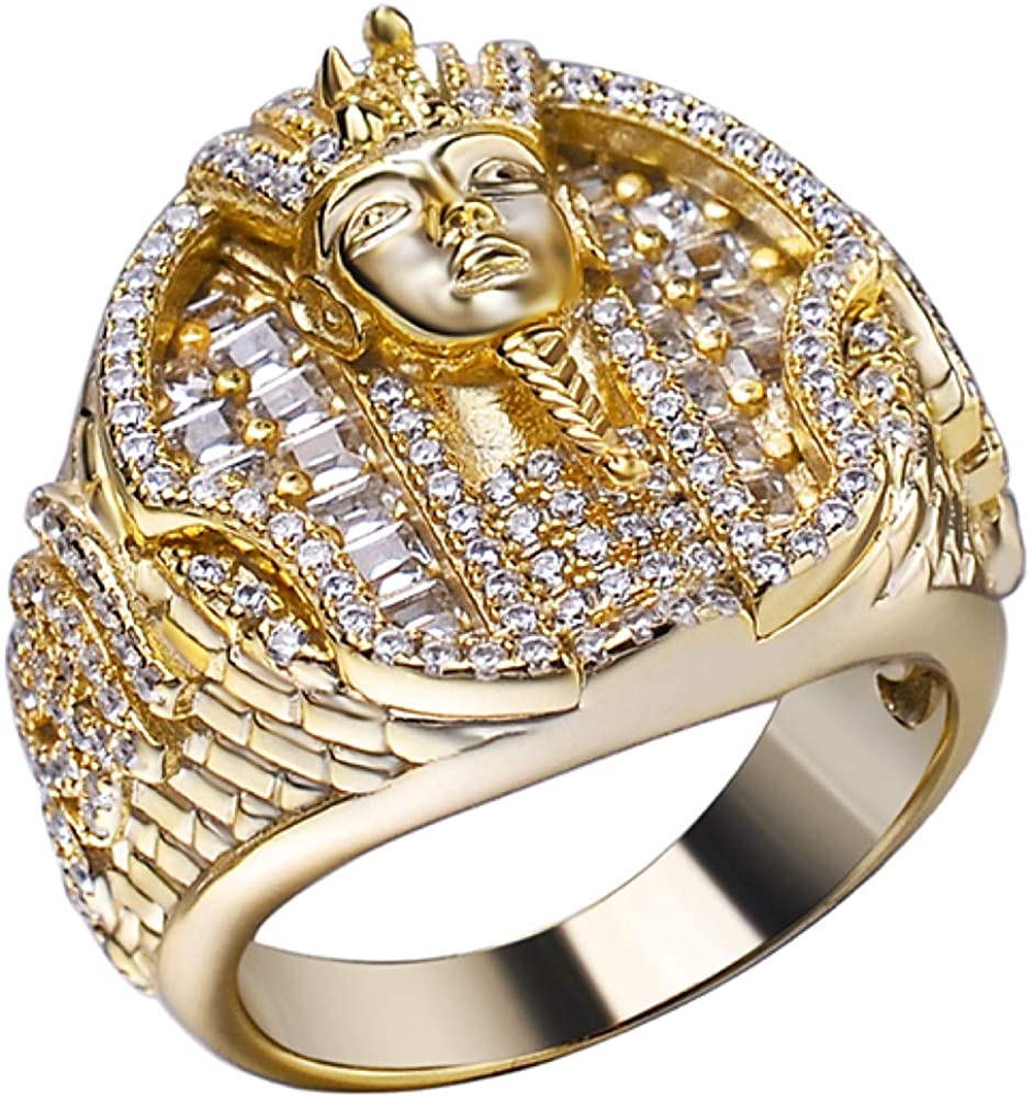 2020 New Style Egyptian Pharaoh King Tut Ring Hop Jewelry Rapper Iced Out Ring