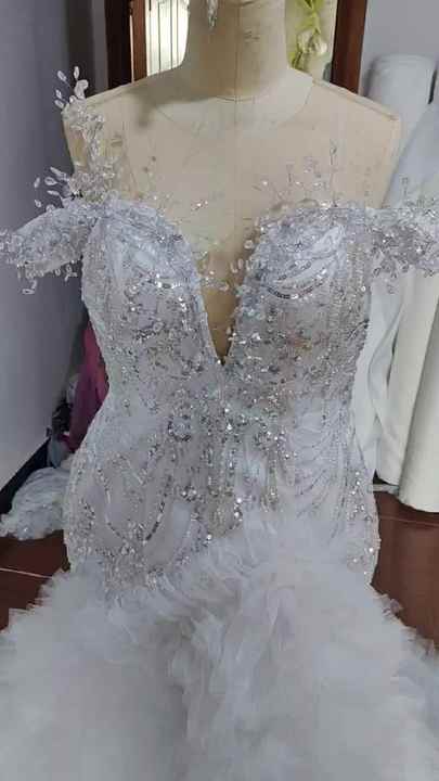 floral beaded lace and tulle mermaid wedding dress XL