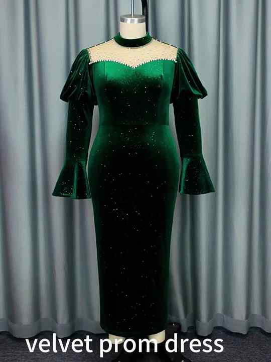 green velvet wiggle dress Carmella Green Velvet Midi Dress main image 1