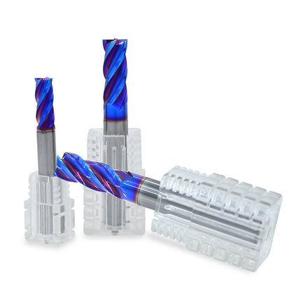 Carbide End Mill Set 6mm Cutting Dia 15mm Flute Length HRC60 Blue Nano Coat Bit