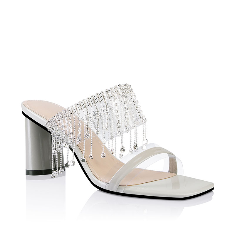 WETKISS/Новый дизайн прозрачный ПВХ для использования вне помещений; Блочным каблуком шлепанцы без задника с открытыми пальцами босоножки с квадратным носком; Шлепанцы без задника с открытыми пальцами; Шлёпанцы для женщин; Свадебные туфли