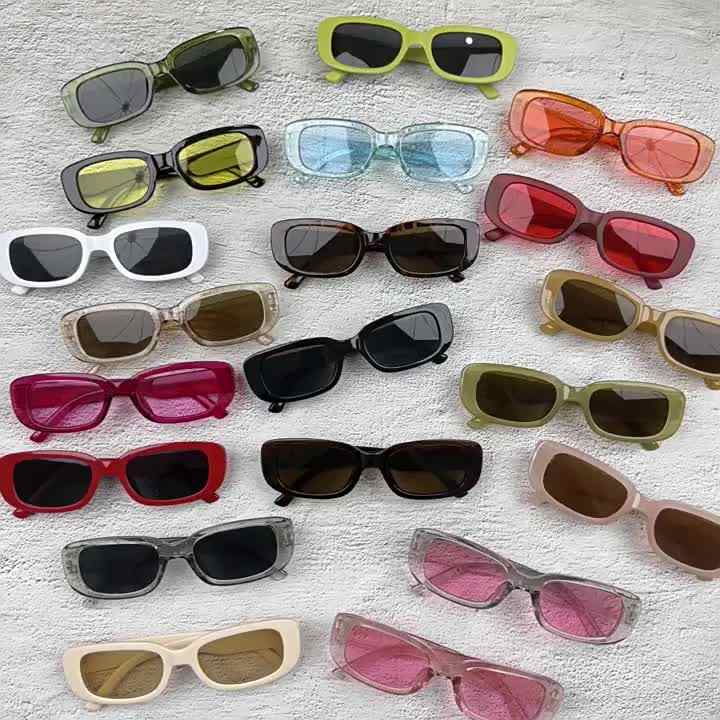 Narrow Rectangle Sunglasses - Vintage Style UV Protection display picture 3