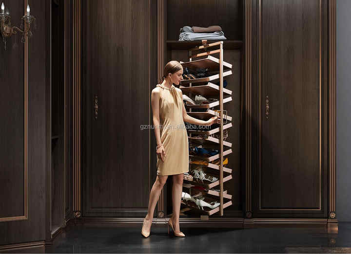 NUOMI RALPHIE Wardrobe Revolving Shoe Rack Storage Organizer Cabinet  Display Metal Modern 360 Rotating Shoe Rack