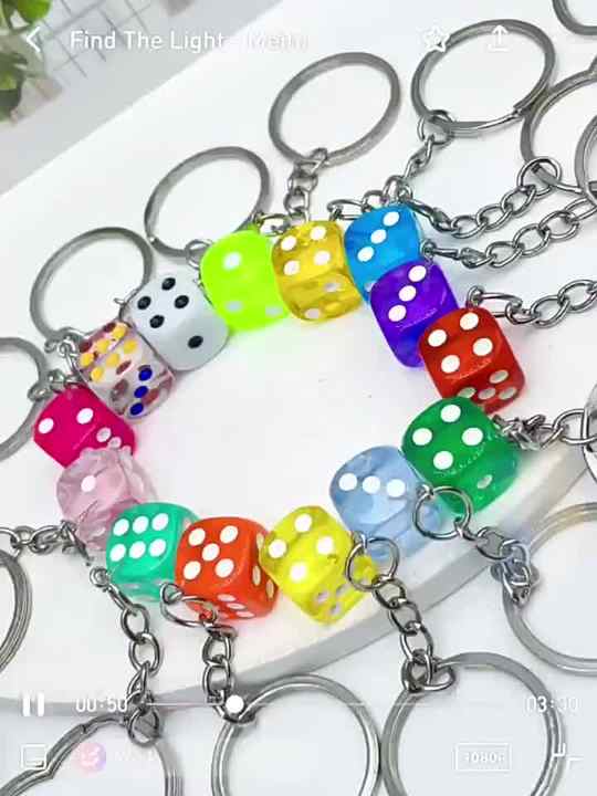 Wholesale Dice Key Chain - Acrylic Solid Color Mini Pendant