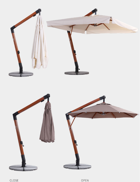 luxury Design Garden Big Square Wooden Hanging  cantilever  Umbrella