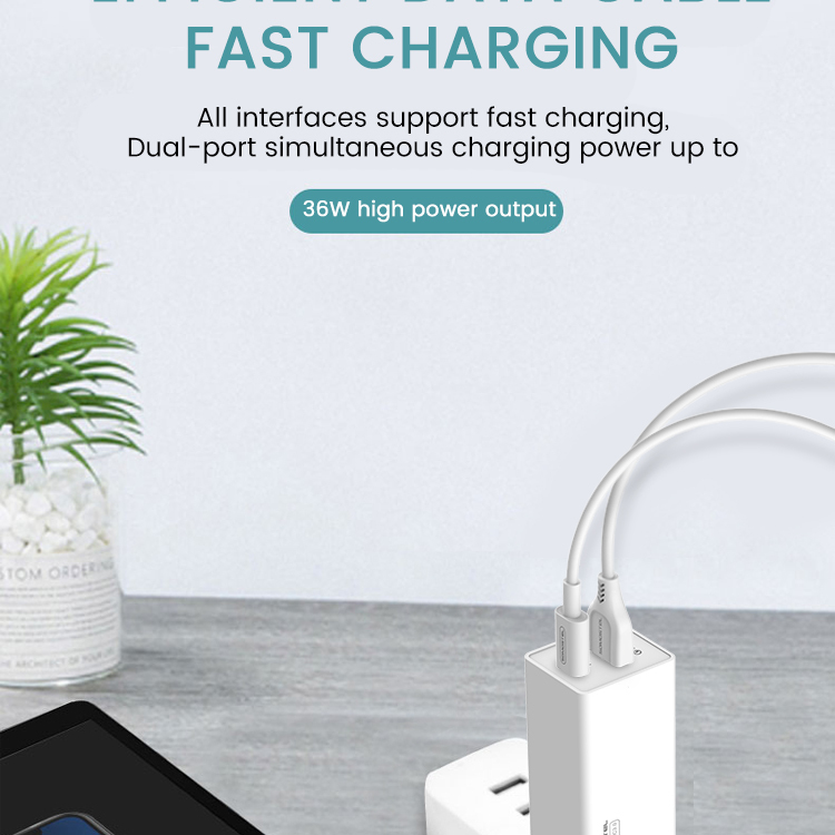 SOMOSTEL SMS-A80 Dual USB 36W PD cargador con cable de tipo c para iphone 12