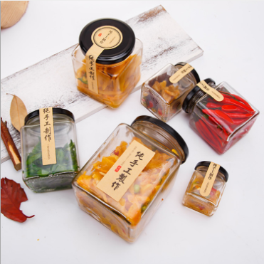 Kitchen Canister Clear Round Glass Snack Sugar Tea Storage Glass Jar With metal Lid