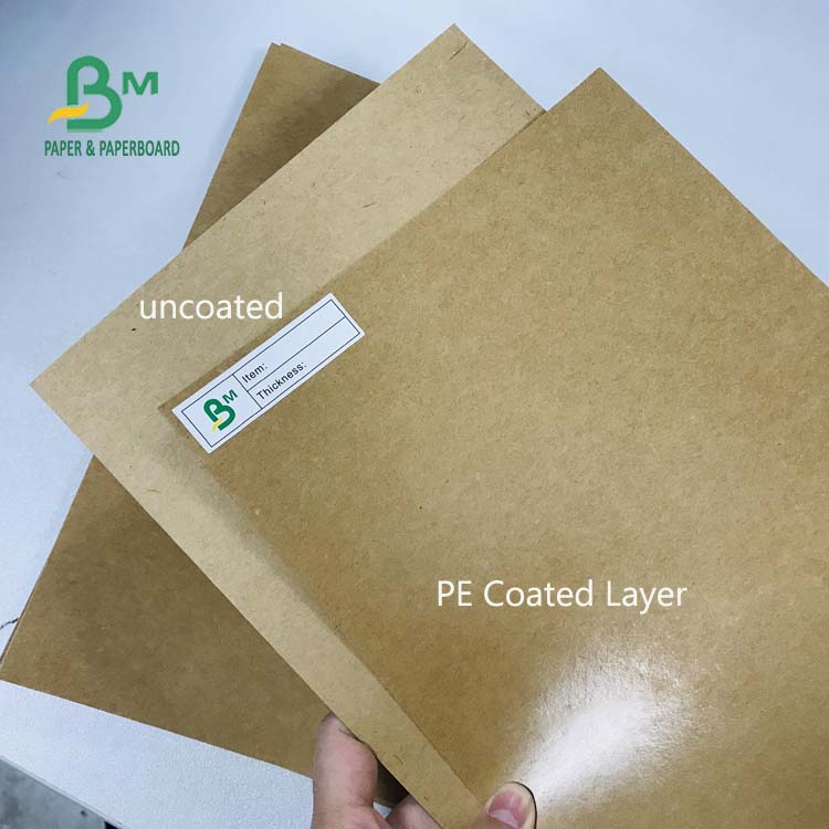 300G + 15G PE Virgin Poly Coated Brown Color Kraft paperboard for Food container board