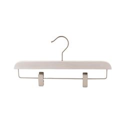 Wholesale metal clip thick white color skirt wooden hanger for pants