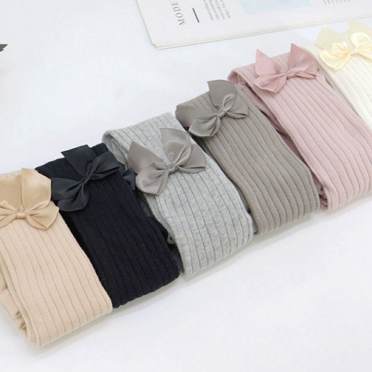 Новинка, весенне-зимние льняные детские колготки MIA с вертикальной полосой и бантиком из чесаного хлопка, леггинсы для девочек