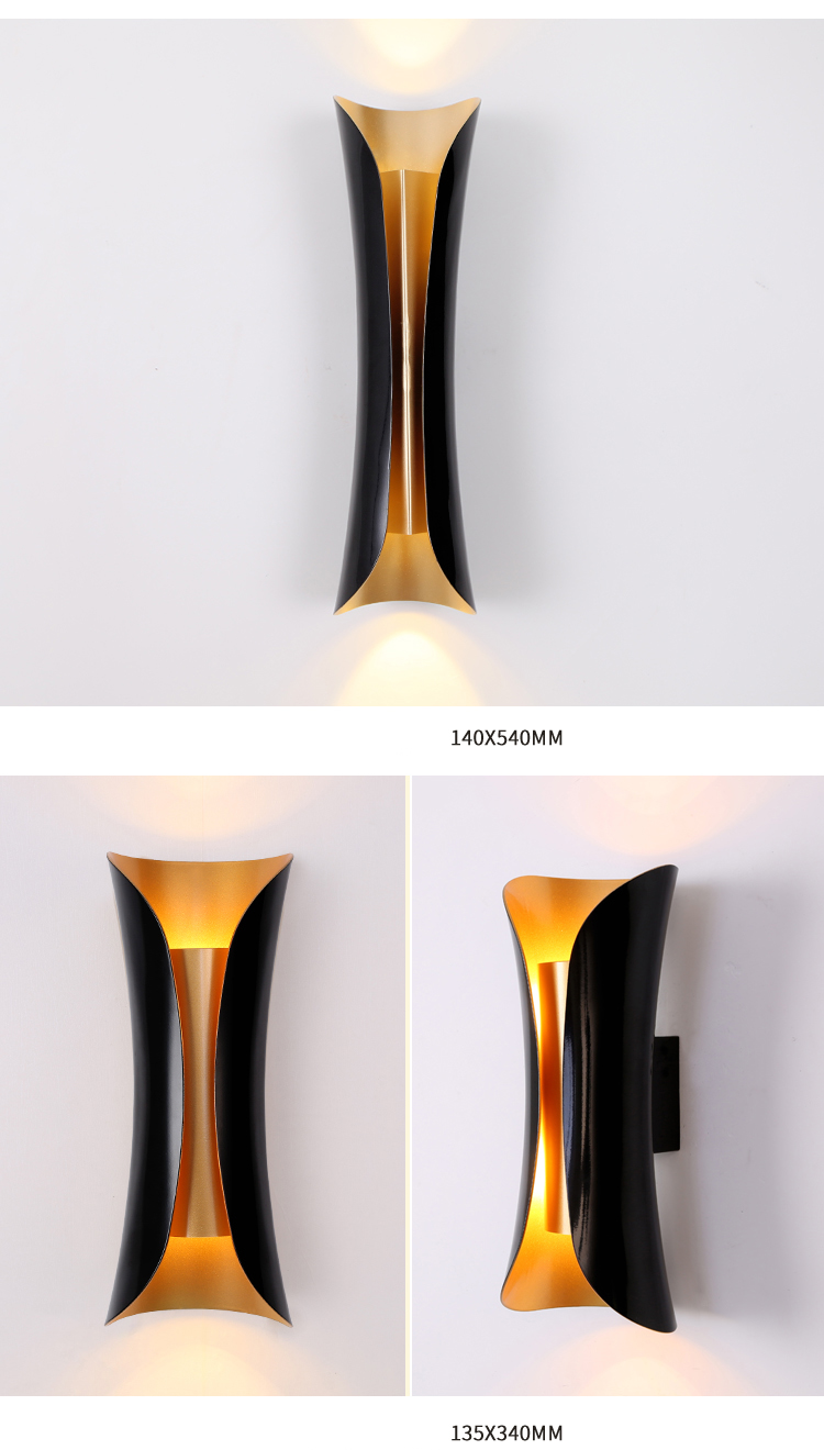 modern luxurious vintage iron art golden color Plating with Black cloth cover wall light for hotel wall light