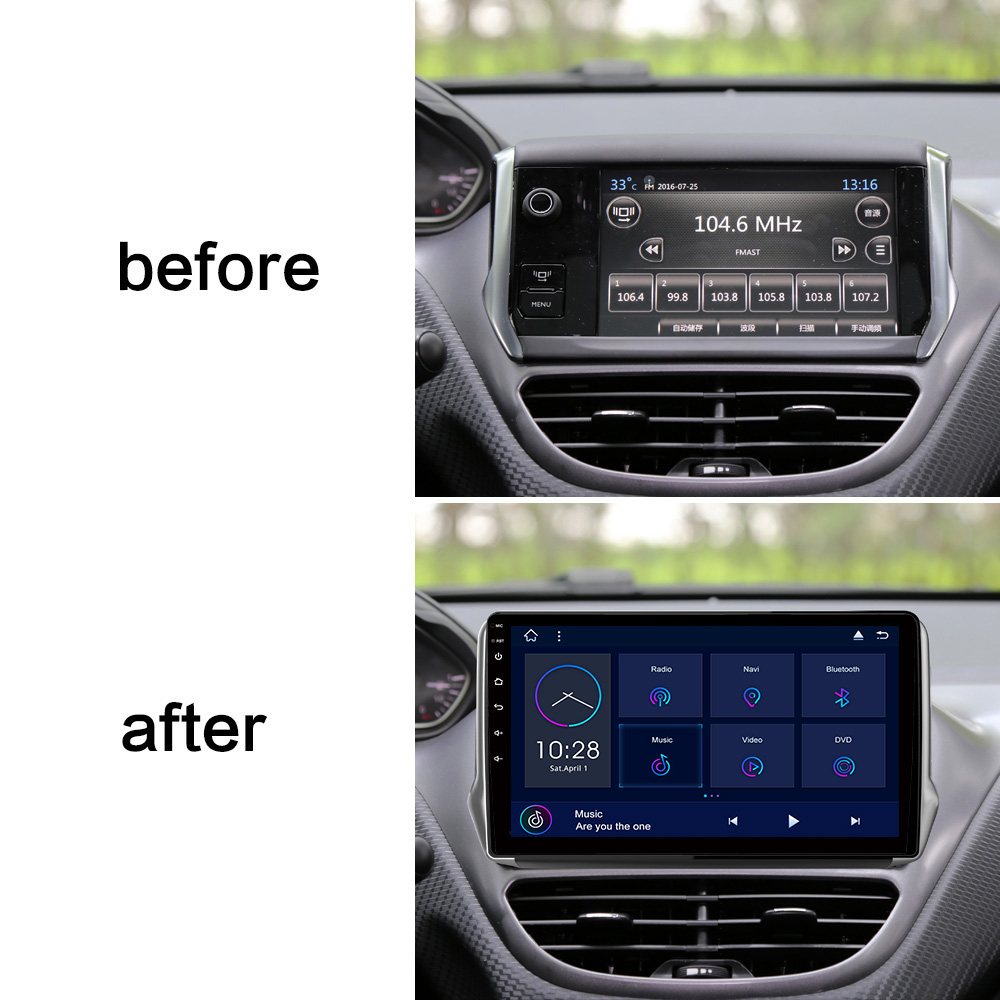 Android Car Video 9 Inch PX6 Dashboard Placement Monitor With FM/AM/RDS/AHD/DSP Touch Screen Car Stereo For Peugeot 2008