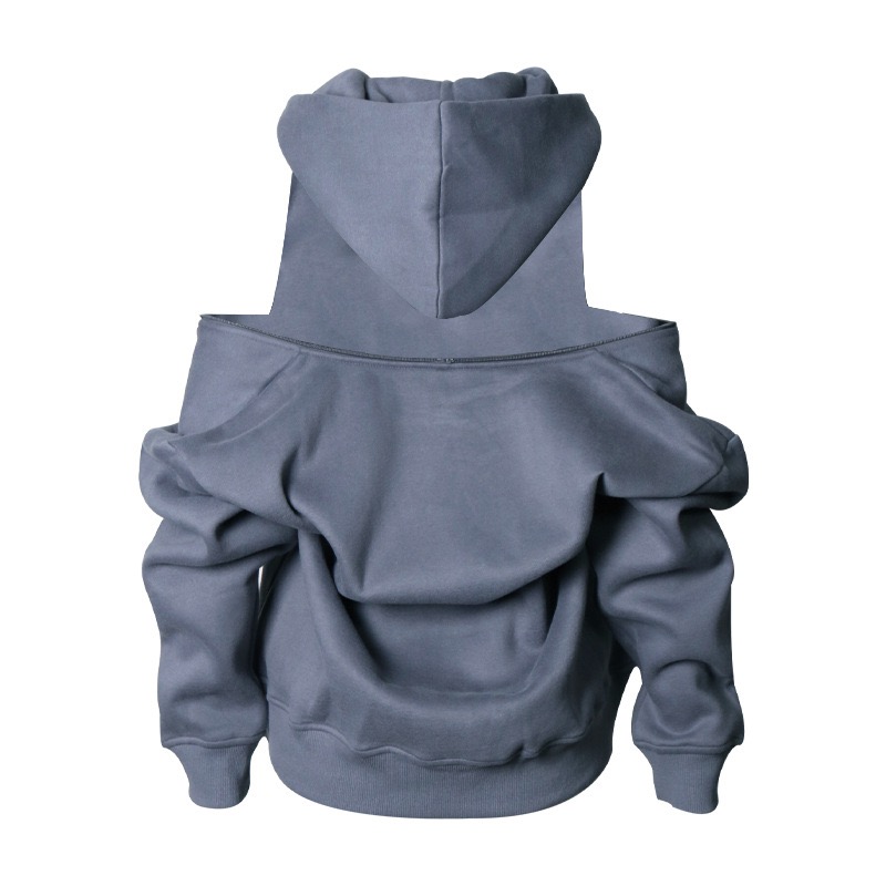 2020 Новая модная толстовка на молнии с открытыми плечами, Повседневная Уличная укороченная Женская толстовка